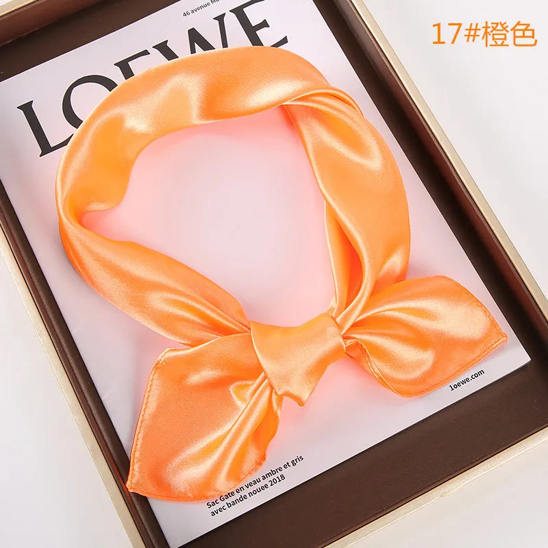 New Solid 60x60cm Square Scarf Single Imitation Silk Bright Light And Satin Performance Scarves Party Gift