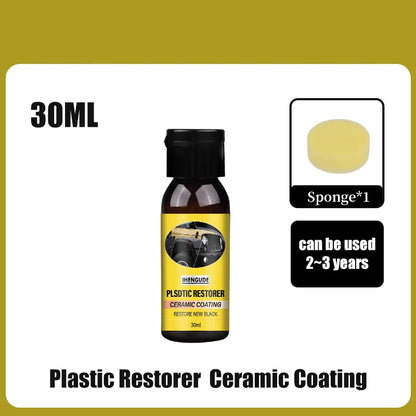 Car Plastic Restorer, Ceramic Coating, 2-3 Years of Long-Lasting Protection, Restoration and Whitening, Black Gloss, Plastic Trim and Rubber Maintenance