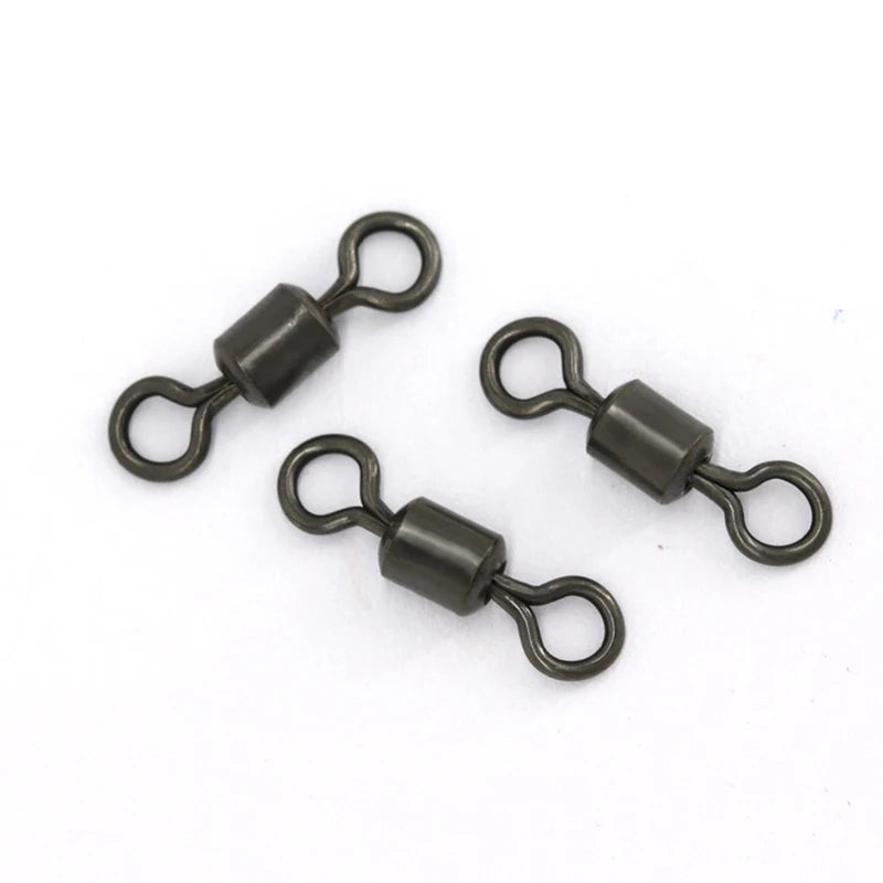 50Pcs Carp Fishing Swivel Rolling Barrel Snap Matte Black Lure Hook Line Connector Fishing Tackle Supplies Accessories Pesca