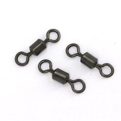 50Pcs Carp Fishing Swivel Rolling Barrel Snap Matte Black Lure Hook Line Connector Fishing Tackle Supplies Accessories Pesca