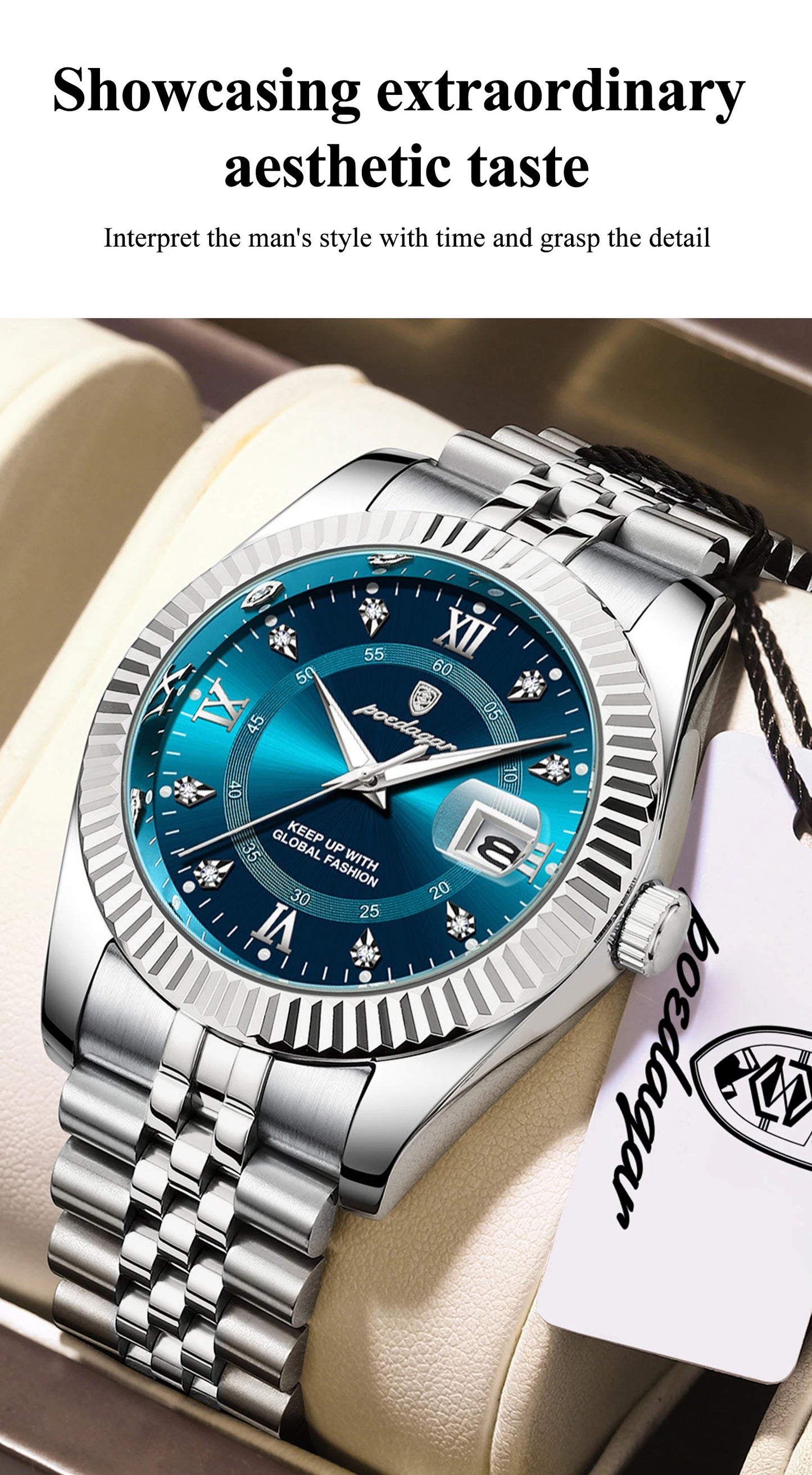 POEDAGAR Original Men Wristwatch Waterproof Luminous Date Business Man Clock Stainless Steel Quartz Military Men's Watches Reloj