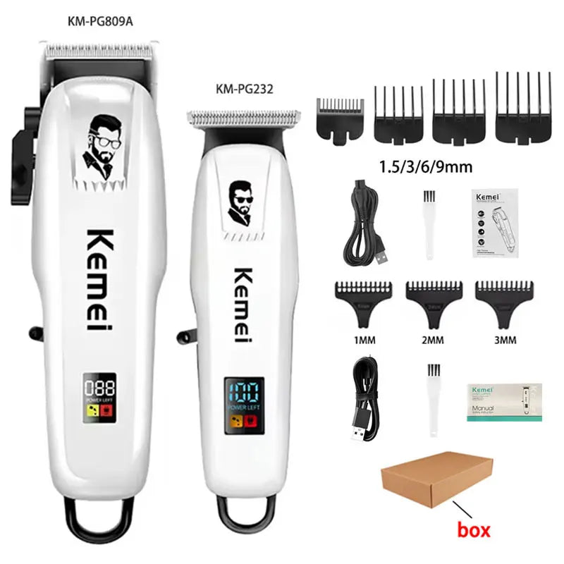 Kemei KM-PG809A KM-PG232 KM-3382 Professional Hair Clipper Set USB Charging Rechargeable Electric Shaver Cordless Beard Trimmer