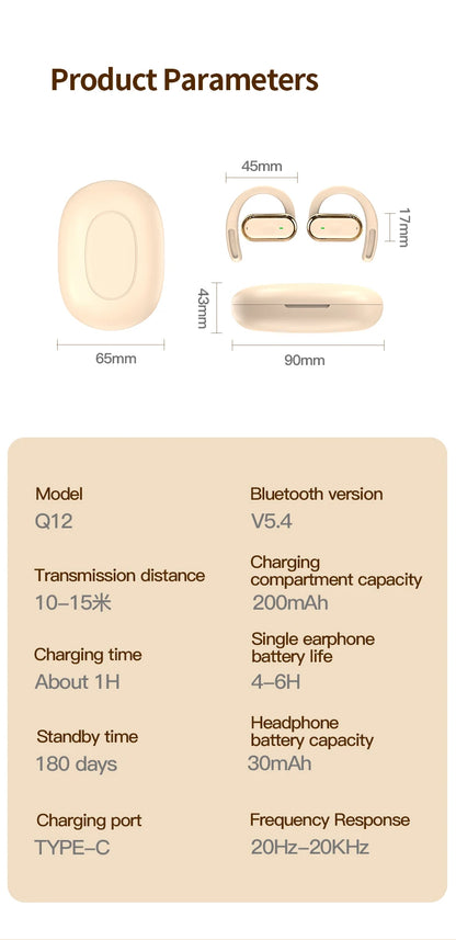 Wireless Headphone Bluetooth Headset Smart Adjustable Touch Sports Waterproof Earbuds Stereo Music Earphone For All Smartphone