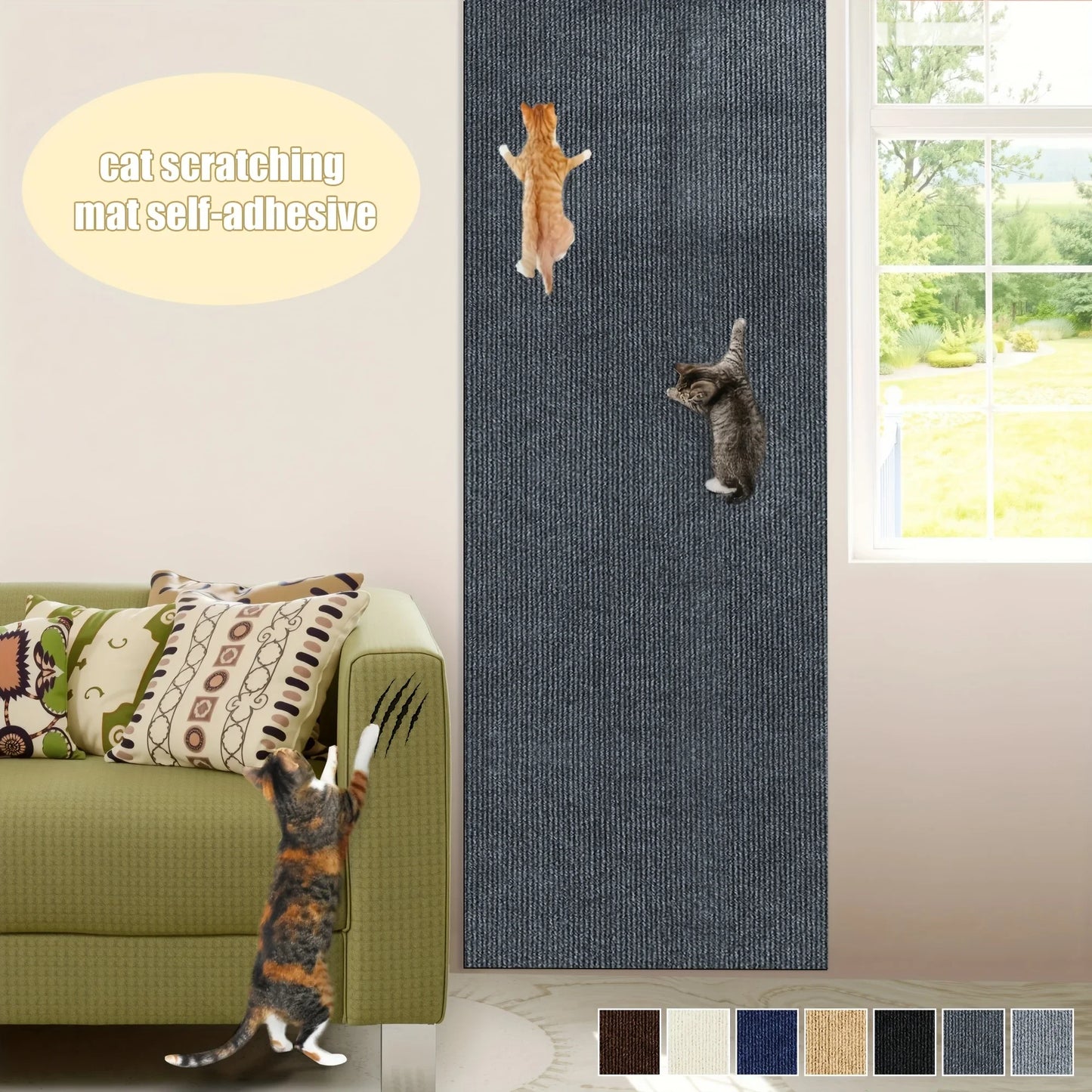Self-Adhesive Cat Scratching Mat Trimmable Cat Scratching Post Cat Carpet for Anti-scratching Protector Anti Cat Scratch Mat