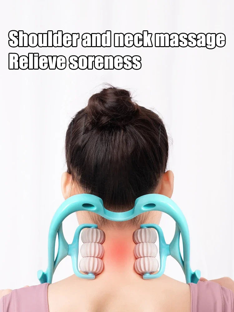 Multifunctional Cervical Neck Massager Manual Clamp with 6 Kneading Balls for Shoulder Back Relaxation