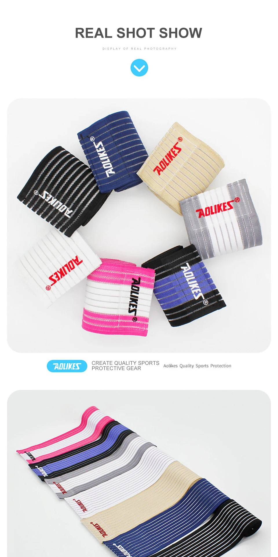AOLIKES 1PC 40-180cm Compression Bandage Protector Knee Support Brace Sports Elastic Elbow Straps Leg Bands Bandage Workout Wrap