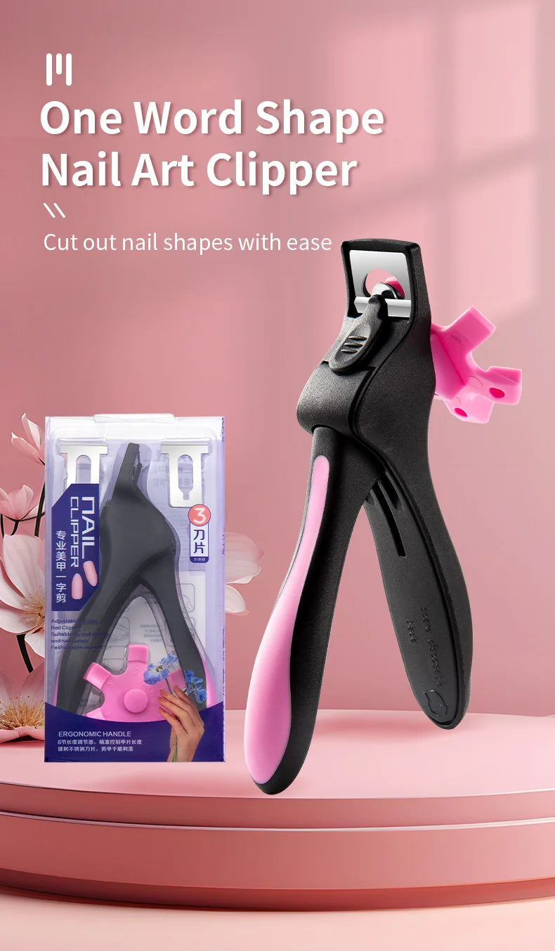U-shaped French False Nail Scissors Acrylic Nail Clipper Adjustable Nail Tip Cutter Trimmer Manicure with Sizer Precise Cutting