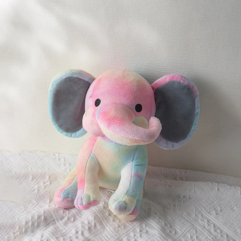 25cm/9.84in Soft Elephant Plush Stuffed Animal - Cute Fluffy Colorful Plush Toy (Multiple Colors: Pink/Blue/Purple/Rainbow) - Id