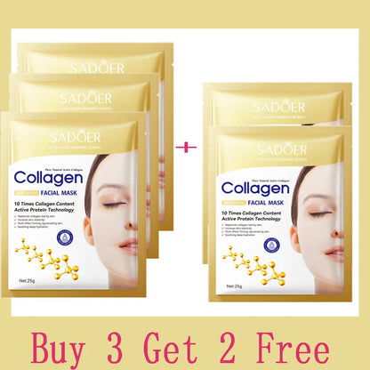 10pcs Korean Collagen Anti Wrinkle Facial Mask  Fade Fine Lines Anti Aging Firm Skin Moisturizing Brightening Skincare Mask