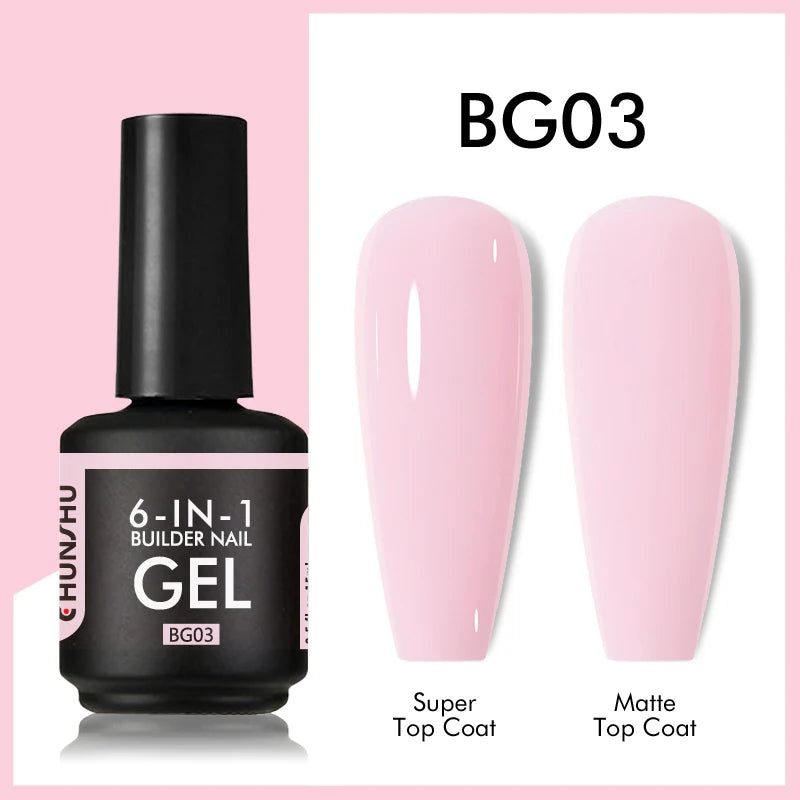 CHUNSHU TPO Free 6 IN 1 Extension UV Gel Polish In A Bottle Builder Nail Gel Rubber Base Coat Semi Permanent Nails Art 15ML