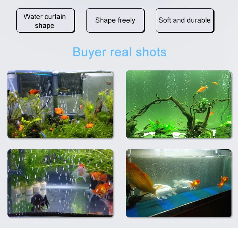 Aquarium Air Pump Oxygen Air Bubble Tube Aerator for Fish Tank Waterscape Bendable Air Stone Pipe Strip Diffuser Accessories