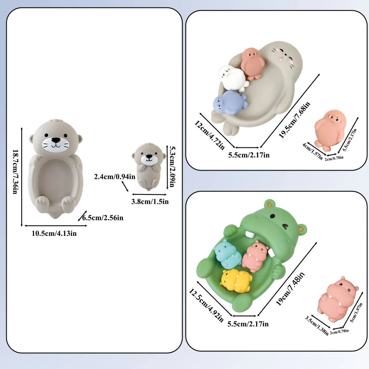 Baby Bath Toys Floating Animal Otter Hippo Seal Kid Bathroom Shower Basketball Hoop Game Children Swimming Pool Water Play Gift