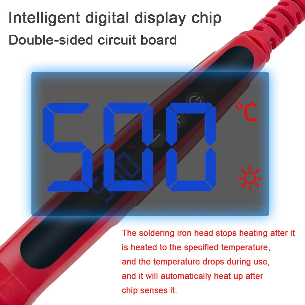80W Soldering iron kit adjustable temperature LCD solder welding tools Ceramic heater soldering tips Tweezers soldering wire