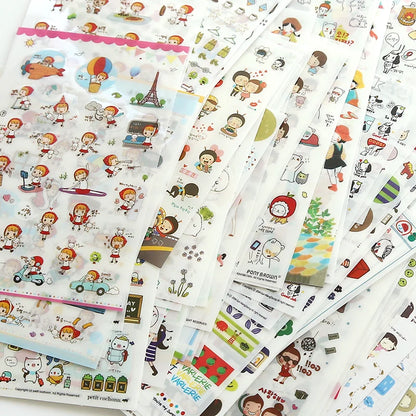 6Pieces/Set Transparent Pvc Waterproof Cartoon Sticker DIY Hand Account Decorative Stickers Kawaii Phone Cup Stickers
