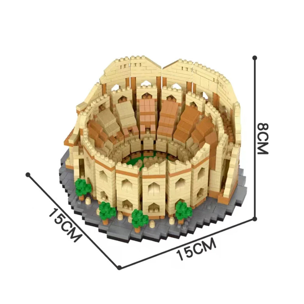 KNEW BUILT The Leaning Tower of Pisa Euro Constrution Micro Mini Building Blocks for Adult Child Toys Set Roma Colosseum Bricks