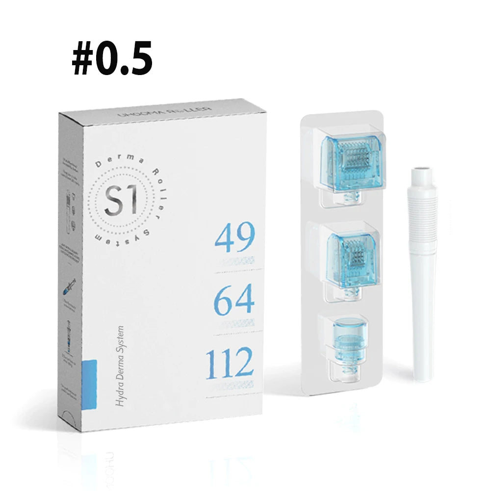 3in1 S1 Derma Roller Stamp Microneedle Dermastamp 49pin 64pin 112pin Replace Head Cartridge Tips Needle Beauty Skin Care 0.2mm