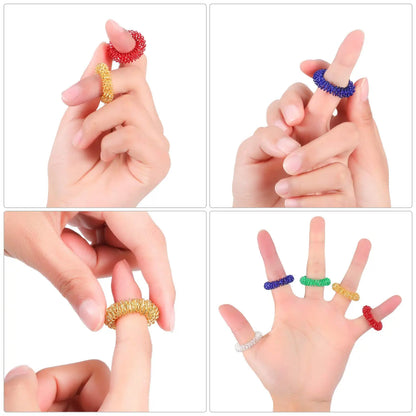 Acupressure Rings Spiky Sensory Finger Rings, Spiky Finger Ring Acupressure Ring Set Silent Stress Massager Finger Massage Tool