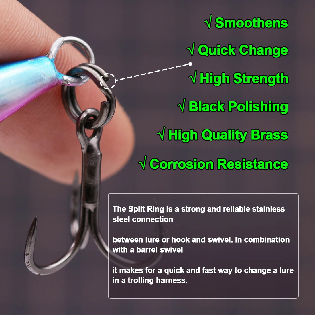 9KM 30Pcs Black Fishing Split Rings Stainless Steel Lure Rings Saltwater Terminal Tackles Connectors