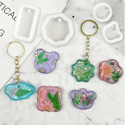 16PCS Silicone Jewelry Molds Kit with Hole Heart Geometry DIY Epoxy Resin Mold Necklace Keychain Pendants Earrings Making Mould