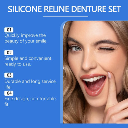 Flexible Silicone Dental Liner Kit, Soft Comfort Upper Lower Denture Set, Practical Easy Wear Braces for Daily Use