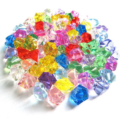 100PCS Plastic Gems Ice Grains Colorful Stones Children Jewels Acrylic Jewels Ice Counter Crystal Diamonds DIY Crafts Beads Toy
