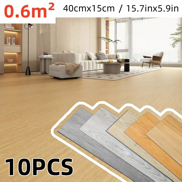 10Pcs 40x15cm PVC Floor Stickers Self-adhesive Stickers Waterproof Thickened Wood Grain Floor Stickers Stickers Living Room