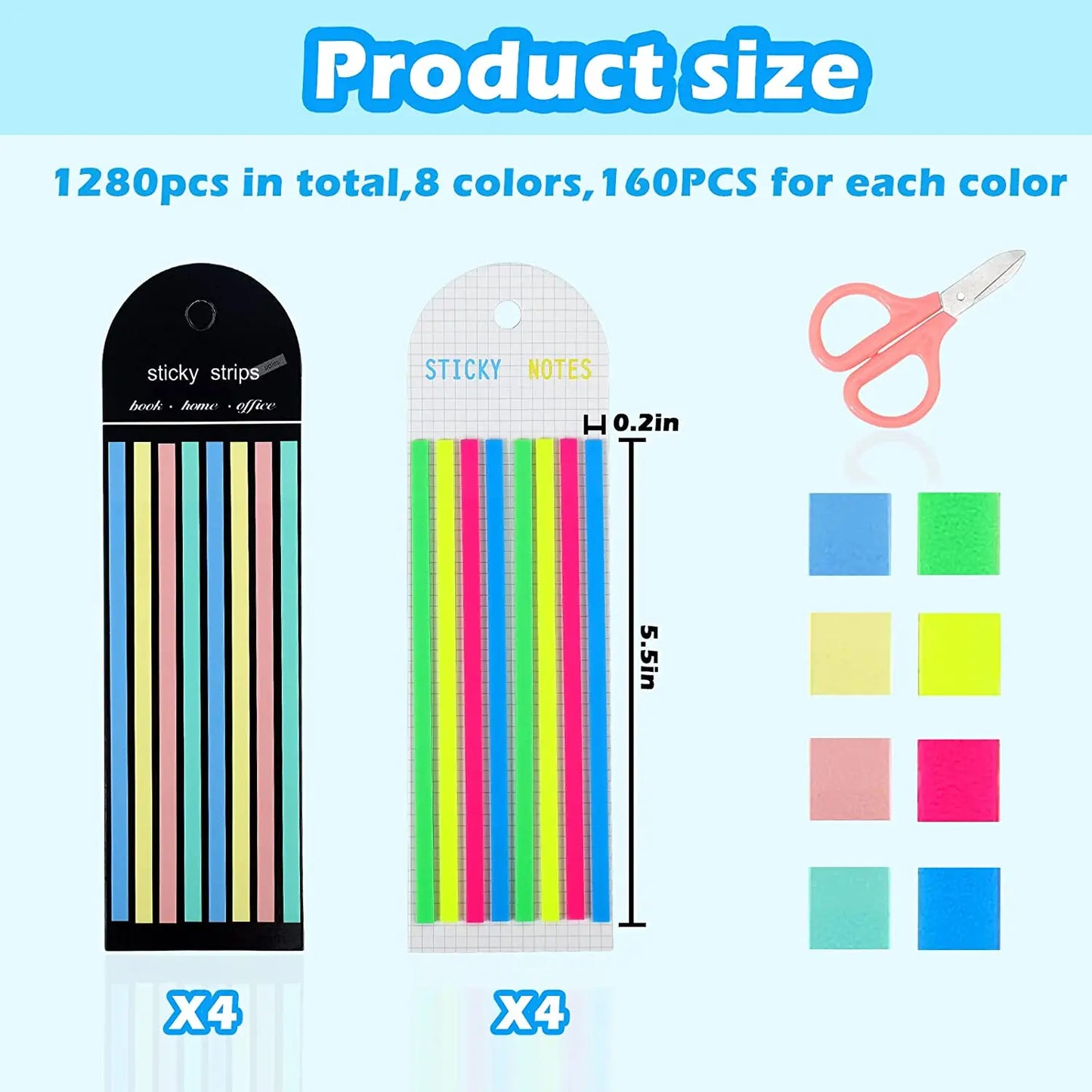 5 Roll 5 Colors Stickers Transparent Fluorescent Index Tabs Flags 5m Sticky Note Stationery Children Gift School Office Supplies