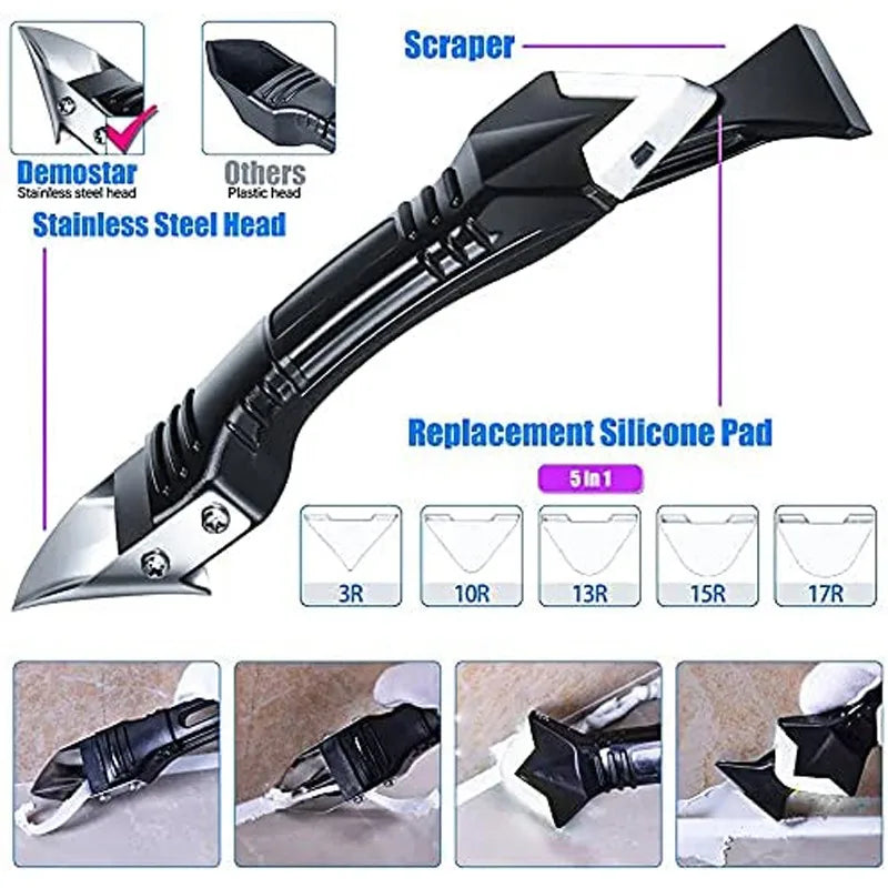 Silicone Scraper Squeegee Glue Remover Knife Caulking Angle Beauty Crack Trowel Tool Grout Scraper Kit 3in1 Multifunctional Home