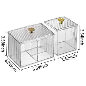 Qtip Holder Dispenser  Clear Bathroom Organizer Jar  Swab/Pad/Ball Holder Container Cosmetics Storage Boxes for Vanity