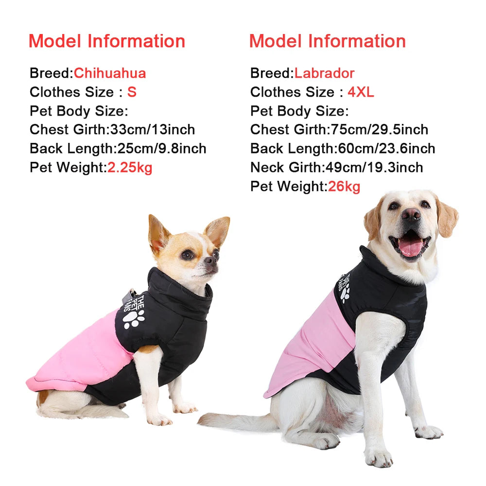 Warm Winter Pet Clothes Windproof Dog Jacket Coat For Small Big Dogs Labrador Costume French Bulldog Golden Retriever Outfits
