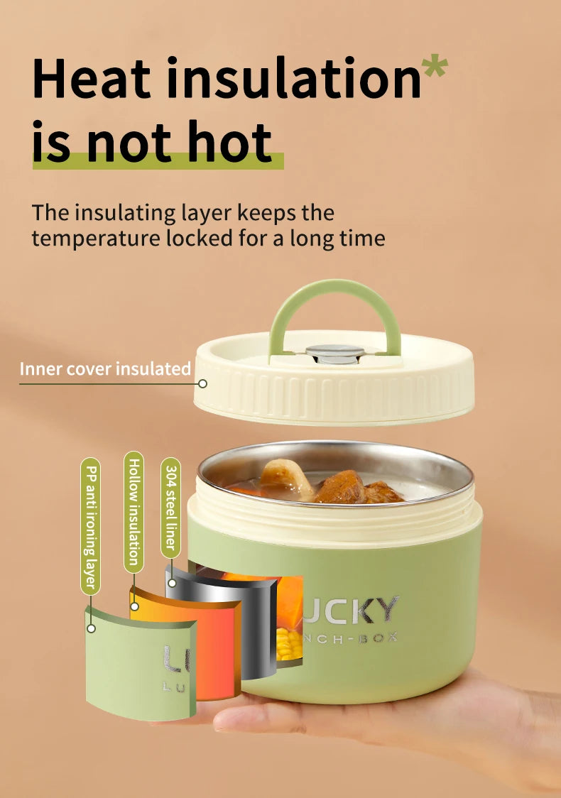 WORTHBUY Portable Sealed Thermal Lunch Box For Kids Stackable Microwave 304 Stainless Steel Bento Box Insulated Food Container