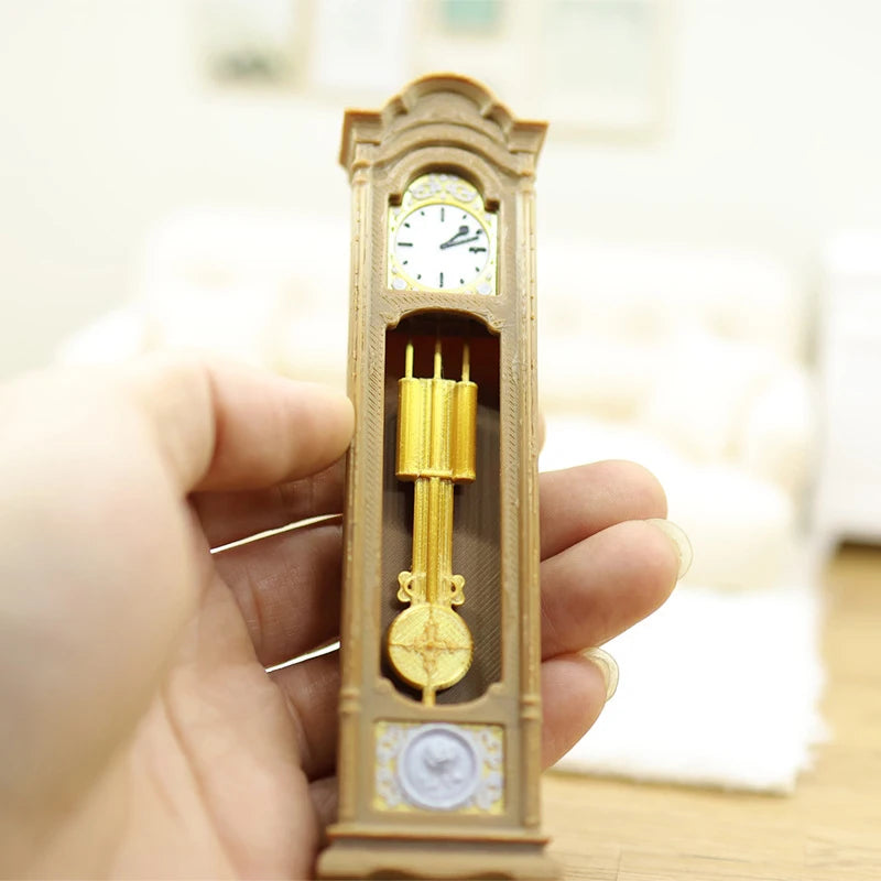 Mini Retro Standing Clock Grandfather Clock Living Room Furniture Decoration Model Scene Ornament