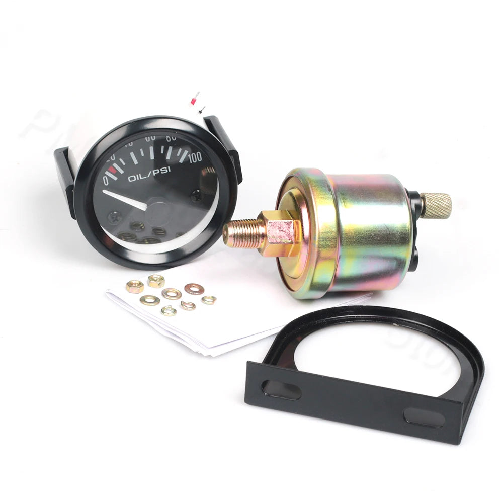 Vehicle Meter 12V Automobile Car Gauge 2" 52mm Water Temp Oil Temp Oil Press Fuel Volts Oil press kg Ammeter Gauge Black Shell
