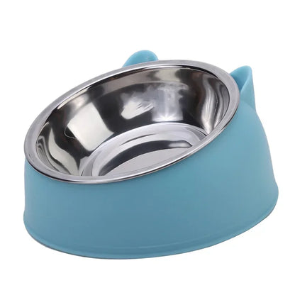 Stainless Steel Cat Bowl with Non Slip Base Cute Cat Ear Design Elevated Pet Food Water Bowl for Dog Kitten Puppy Safe Durable