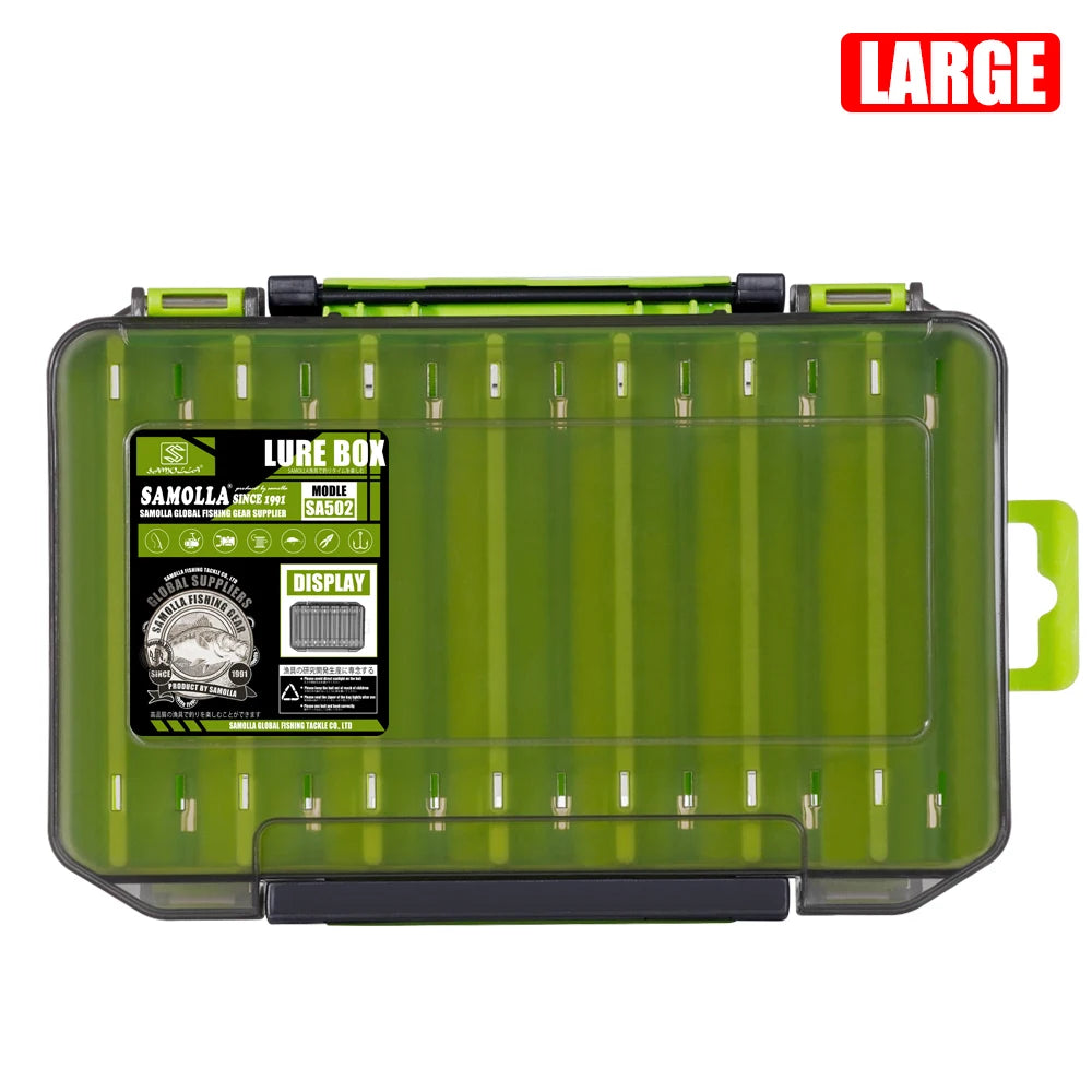 SAMOLLA Double-Sided Compact Tackle Box - Streamline Fishing with Durable, Versatile Organizer for Lures, Hooks, Baits