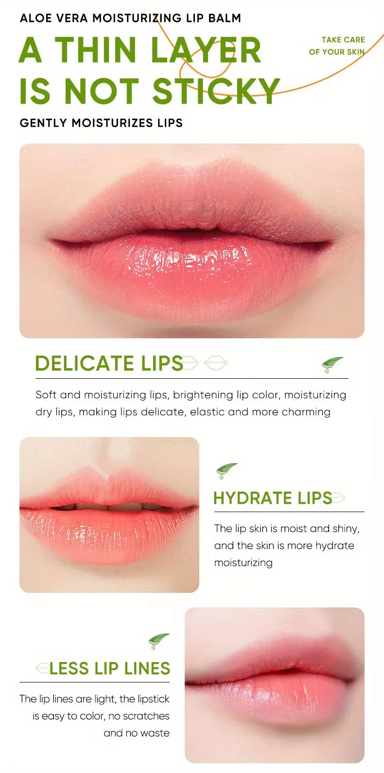 Aloe Lip Balm Healing Lasting Moisturizing All-natural Lip Mask For Dry Lips Lip Moisturizing Power Lip Care Nourishing Repair