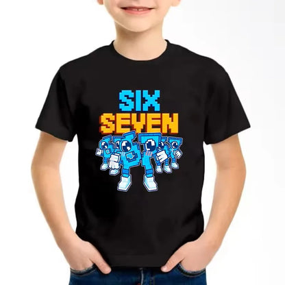 Funny Six Seven Italian Brainrot 67 Number Graphic Print T-Shirt Boy/Girl Summer Short Sleeved Kids Loose Comfortable Tshirt Top