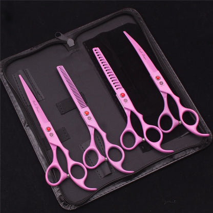 Pet Grooming Scissors Purple Dragon Japan Stainless Pink Curved Scissors For Dogs Dog Thinning Scissors Pet Chunker Shears Z3003