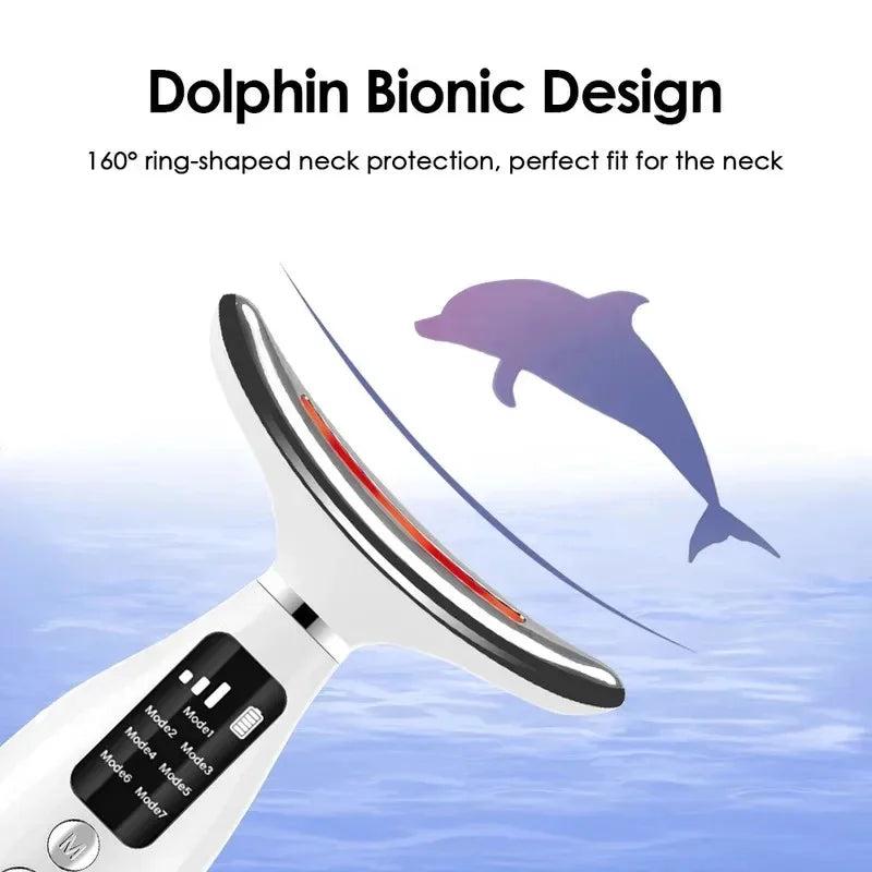 7 Color LED Facial Beauty Instrument Vibration Massage 7 Modes Face Neck Lifting Anti-Aging Wrinkle Remover For Home Use