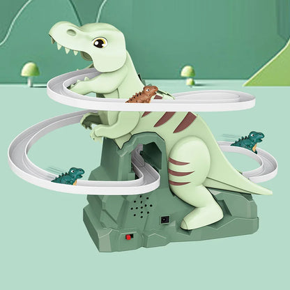 Dinosaur Climbing Slide Music Toy with 3 Dinosaurs, Puzzle Fun Electric Slide Toy Car, Halloween Boy and Girl Christmas Gift