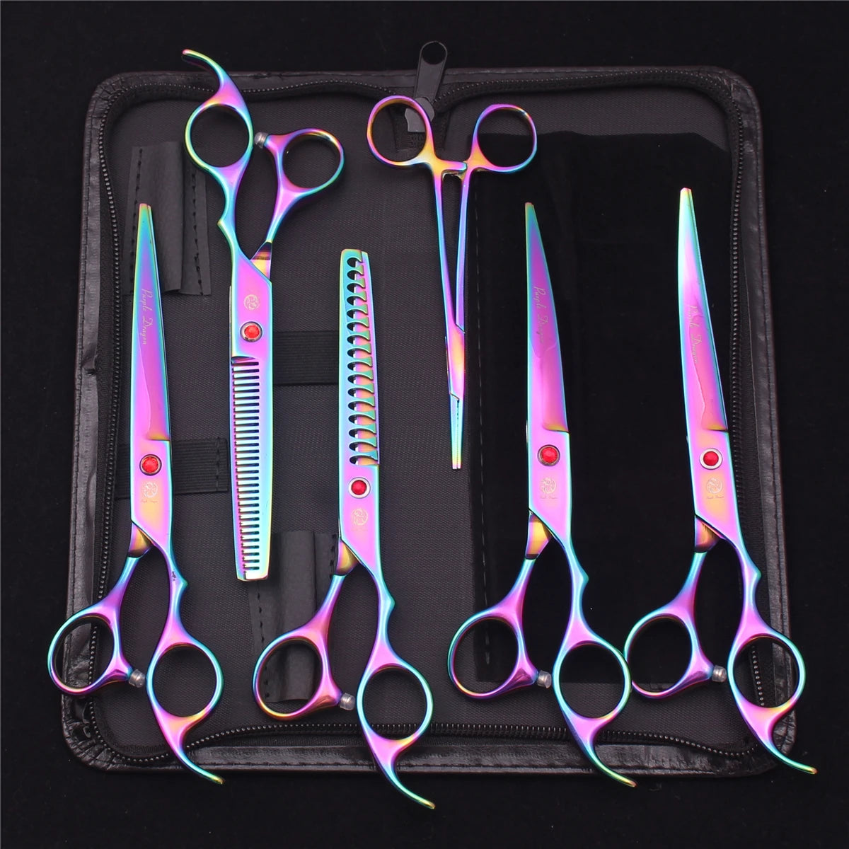 Pet Grooming Scissors Purple Dragon Japan Stainless Pink Curved Scissors For Dogs Dog Thinning Scissors Pet Chunker Shears Z3003