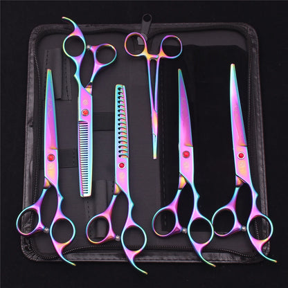 Pet Grooming Scissors Purple Dragon Japan Stainless Pink Curved Scissors For Dogs Dog Thinning Scissors Pet Chunker Shears Z3003