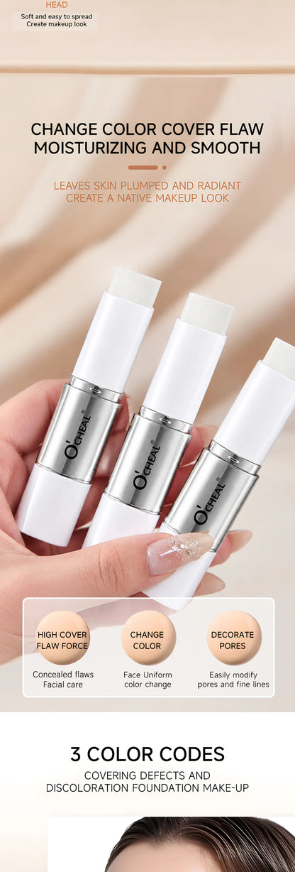 O'CHEAL Temperature Changing Foundation Stick Facial Coverage Blemishes Pores Double-Headed Face Matte Makeup Foundation Cream