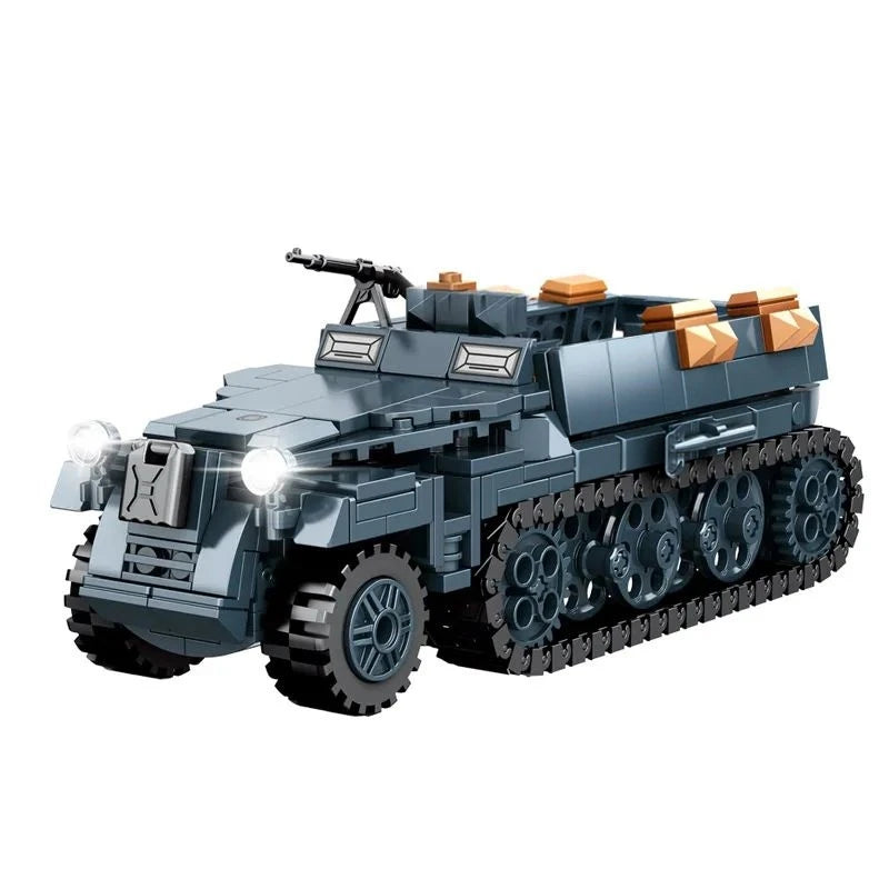 Military Army Soldiers World War Tank Armored Vehicle Model Assemble Building Blocks Bricks DIY Toys Gift