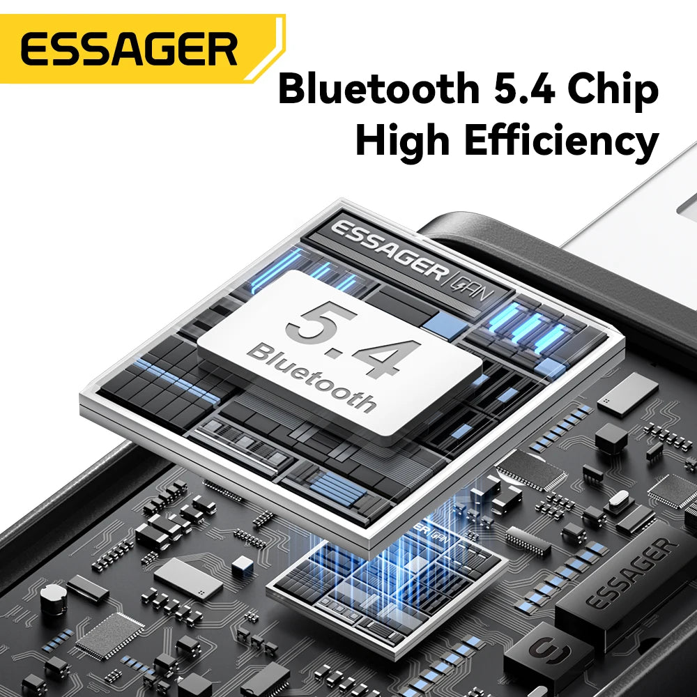 ESSAGER Bluetooth 5.4 Car Adapter Wireless FM Transmitter Audio Receiver&Handsfree Call Auto Stereo Mic Car Adapter Accessories