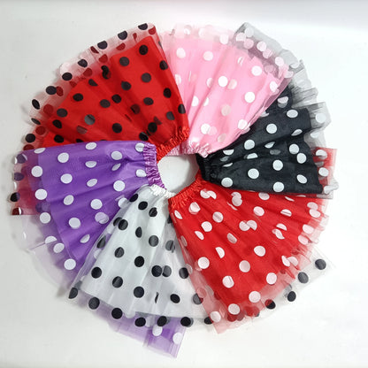 Children's Mesh TUTU Skirt, Polka Dots Skirt Light and Bright Dance Dress, with Multiple Colors to Choose from