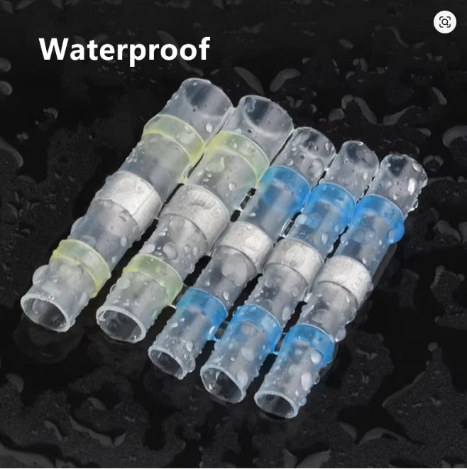 50-500PCS Waterproof Heat Shrink Solder Seal Wire Connectors 26-10 AWG Adhesive Butt Splice Terminal Kit for Cable Repair