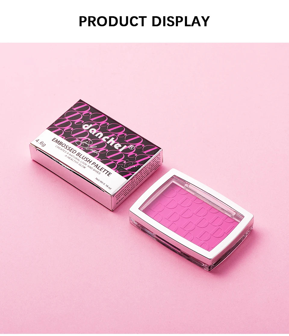 2pcs Matte Embossed Blush & Brush Long Lasting High Pigmented Multi-Purpose Blush Palette Pink Natural Color Rendering Cosmetics