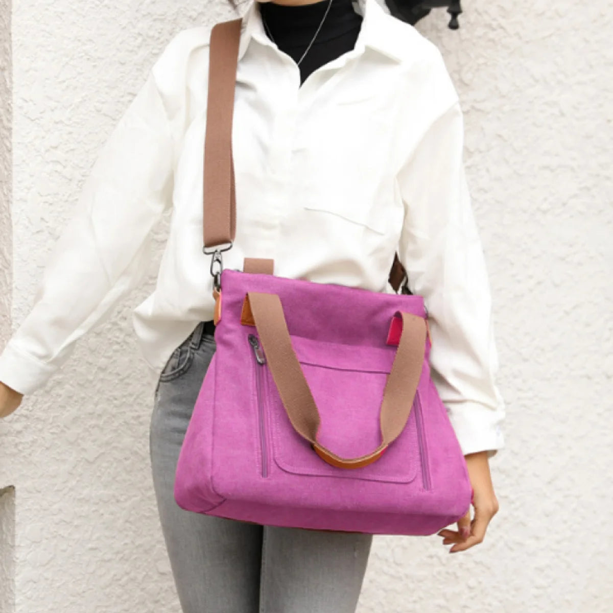 Women's Versatile Handbag Large Capacity Canvas Casual Shoulder Crossbody Bag