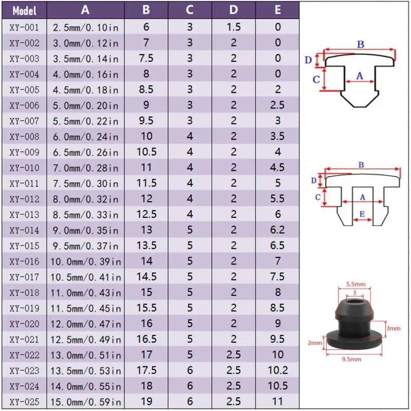 5~20Pcs Black Conical Snap-on Silicone Rubber T Type Plug 2.5-15mm Blanking End Caps Tube Inserts Bung Proof High Temperature